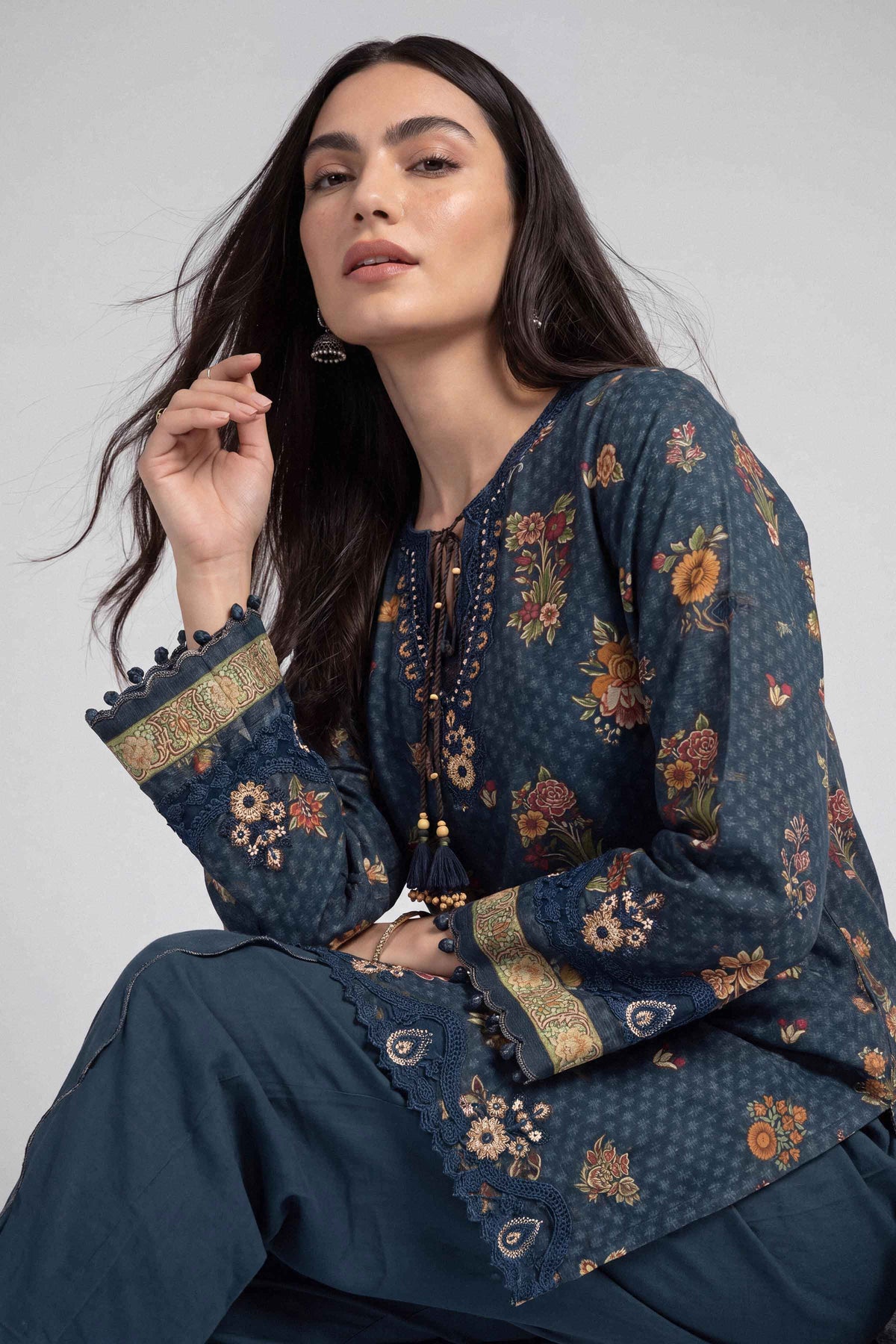 2 Piece - Printed Embroidered Suit - U2STE-NISHA26WV1-57
