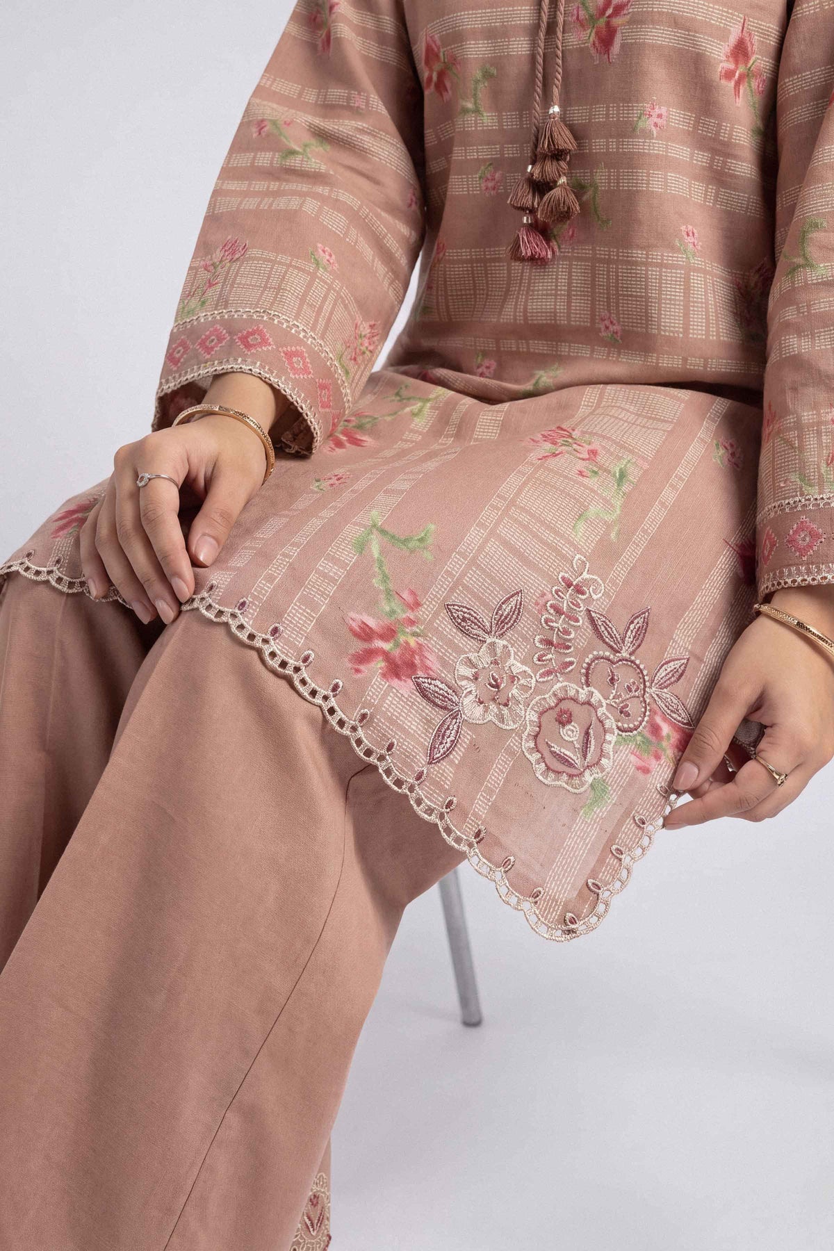2 Piece - Printed Embroidered Suit - U2STE-NISHA26WV1-63