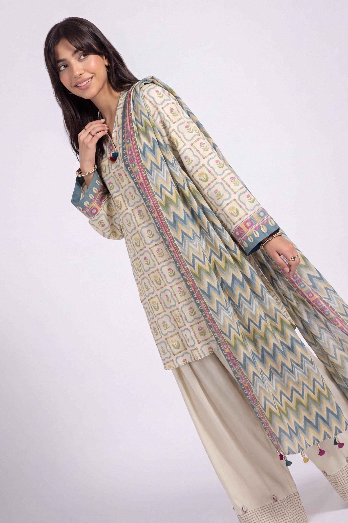 3 Piece - Printed Suit - U3P-NISHA26WV1-77