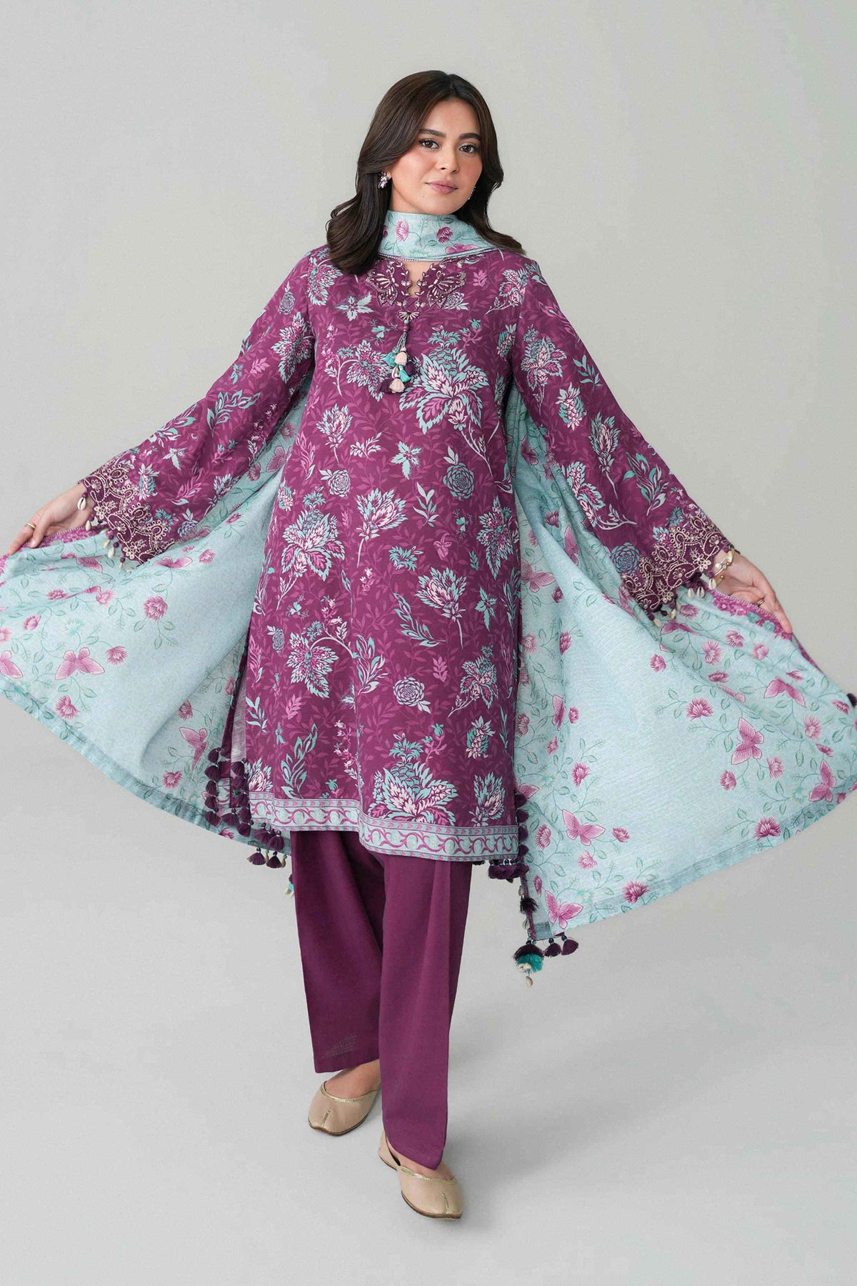 3 Piece - Printed Embroidered Suit - U3PE-NISHA26WV1-101