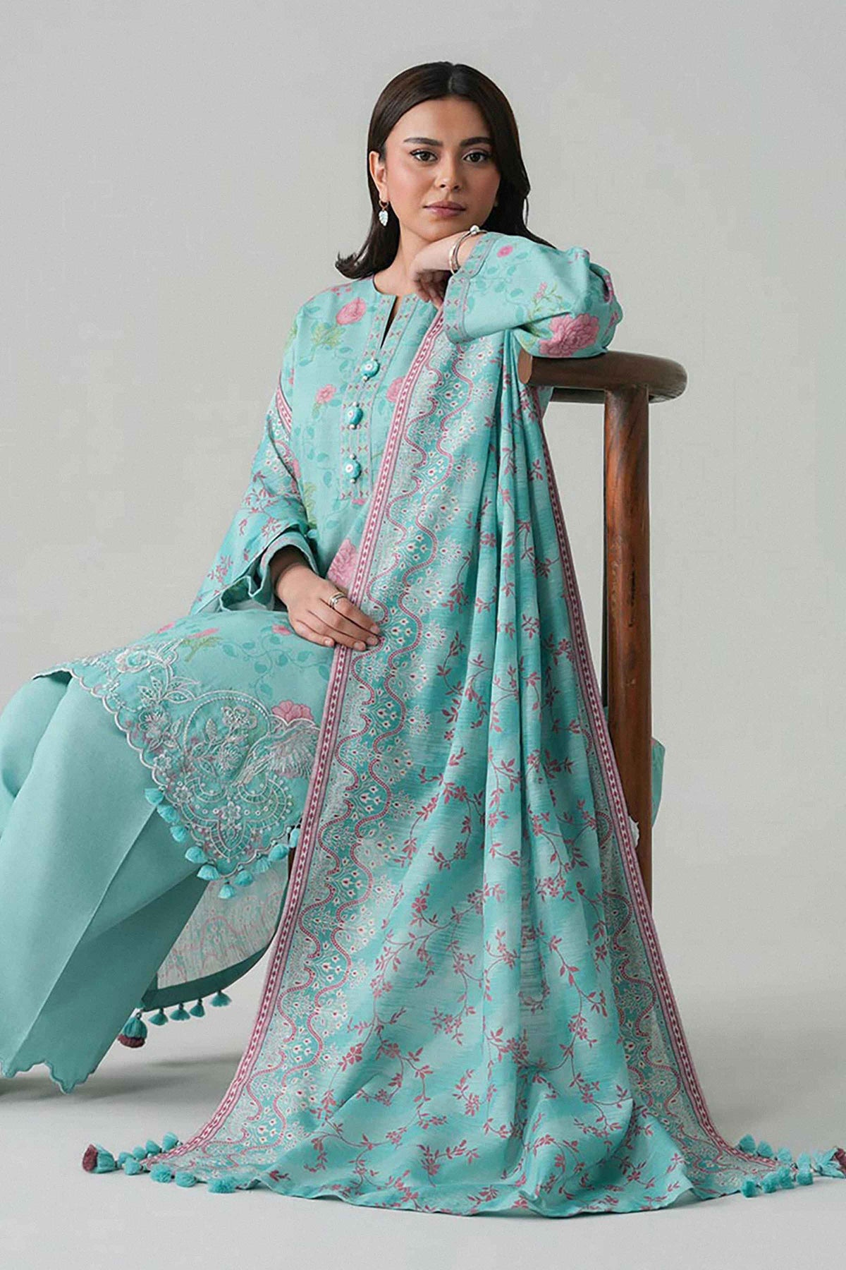 3 Piece - Printed Embroidered Suit - U3PE-NISHA26WV1-102