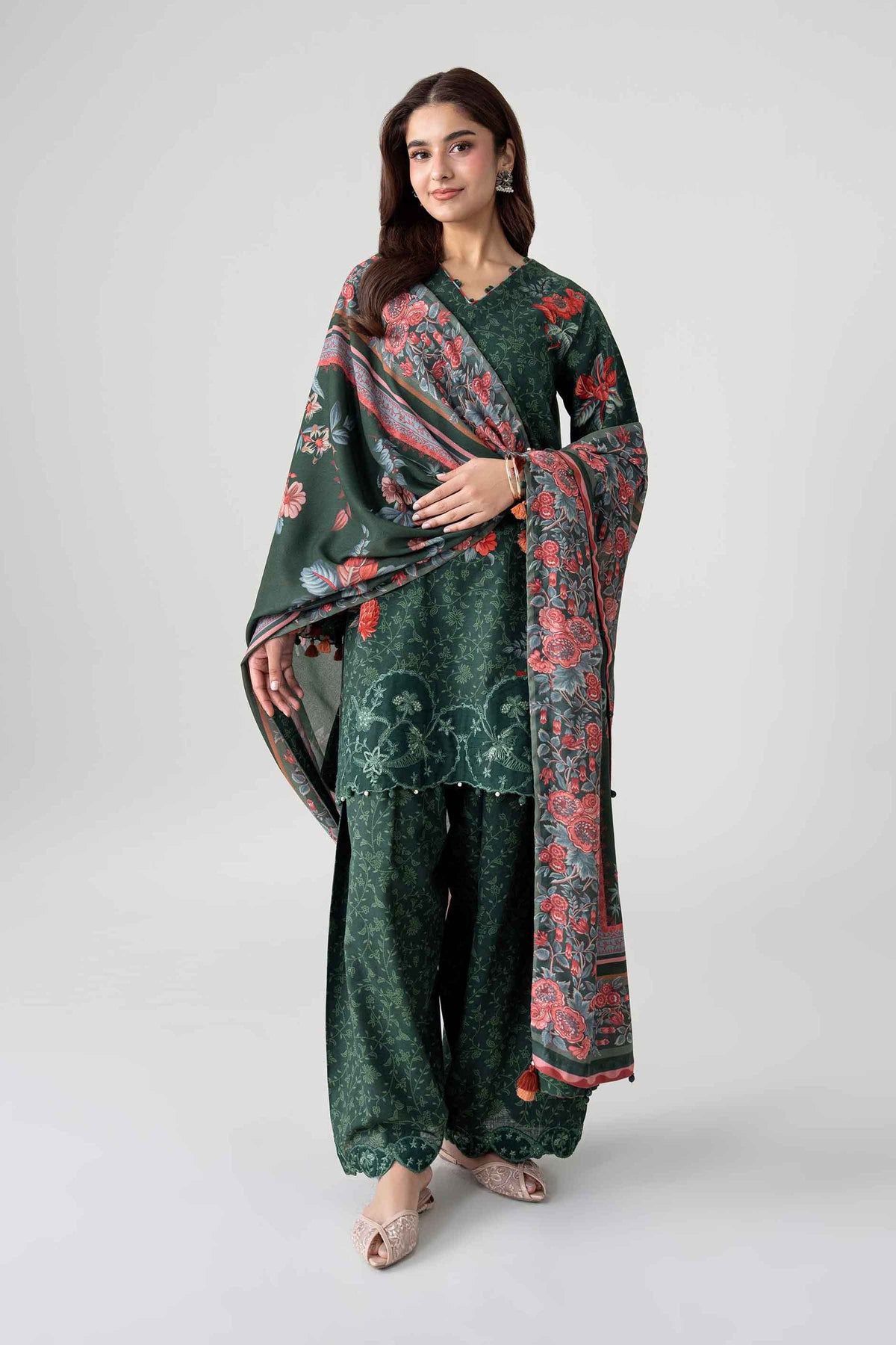 3 Piece - Digital Printed Embroidered Suit - U3PE-NISHA26WV1-117