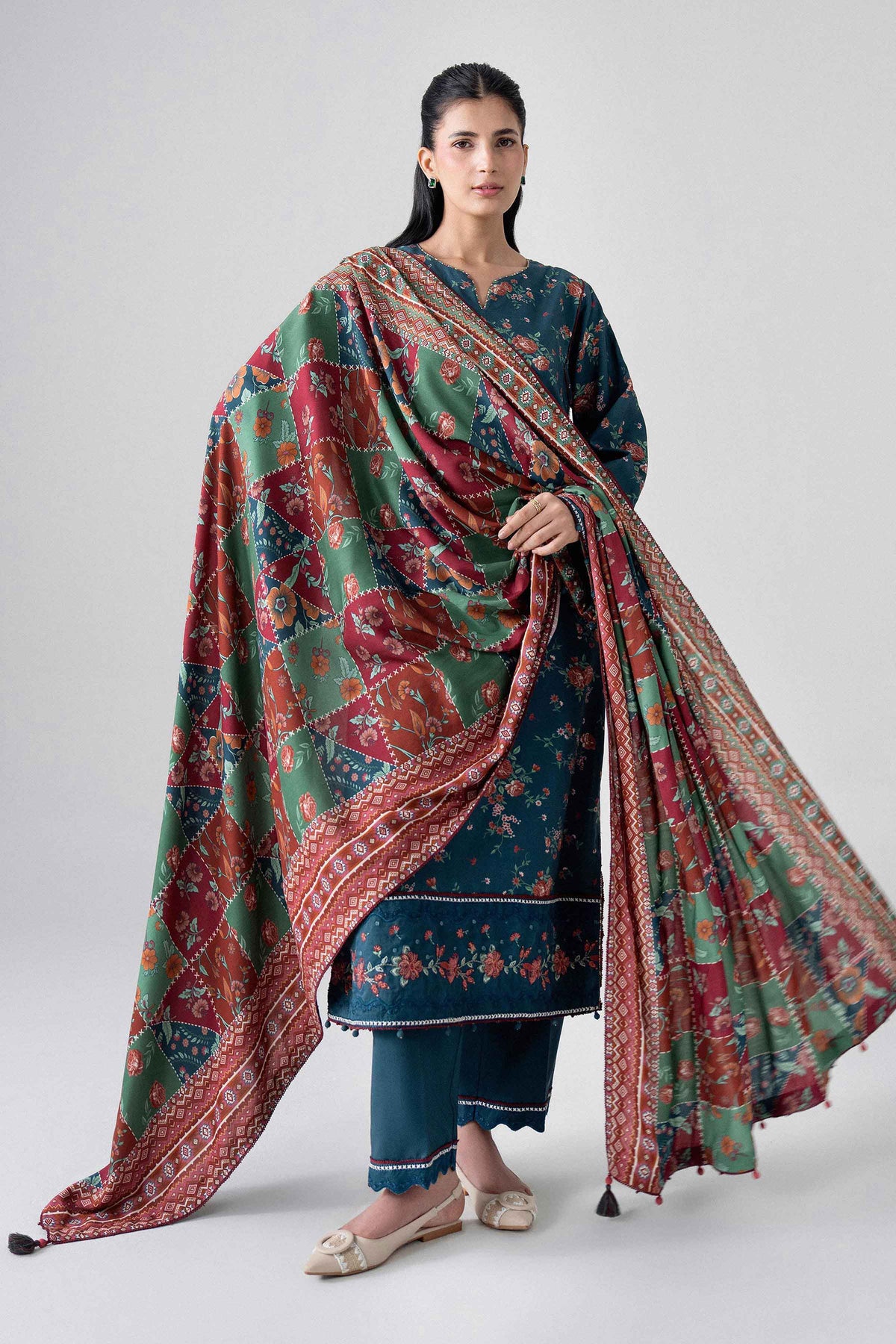 3 Piece - Printed Embroidered Suit - U3PE-NISHA26WV1-12 for Women - Unstitched Collection | Nishat | Shop Online
