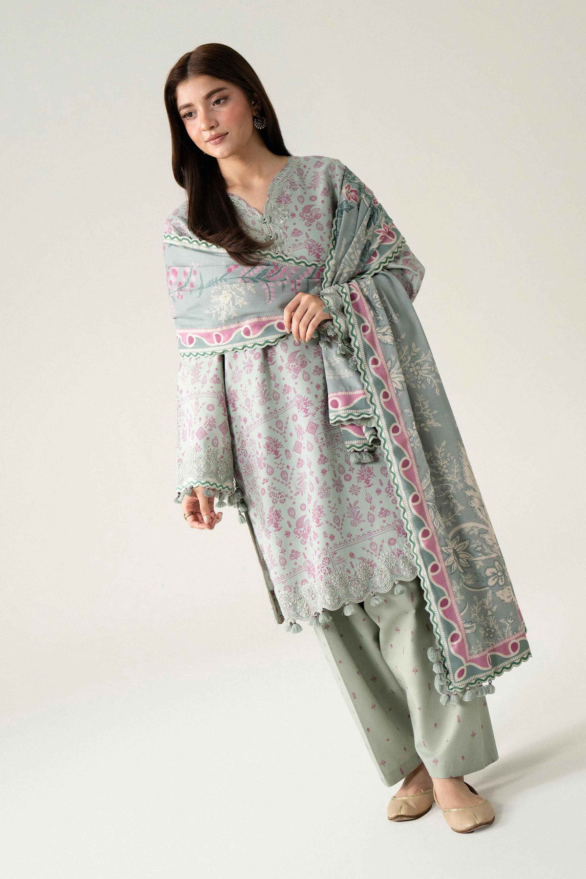 3 Piece - Digital Printed Embroidered Suit - U3PE-NISHA26WV1-122
