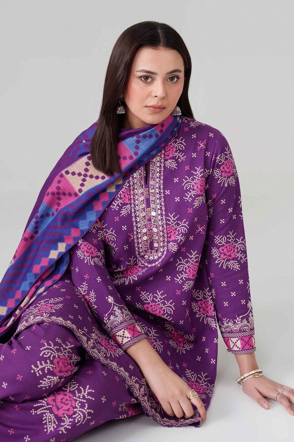 3 Piece - Printed Embroidered Suit - U3PE-NISHA26WV1-128