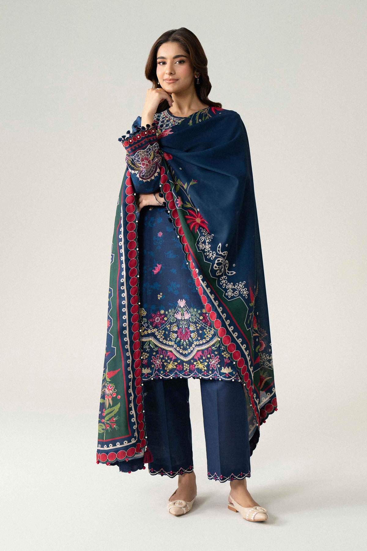 3 Piece - Digital Printed Embroidered Suit - U3PE-NISHA26WV1-137