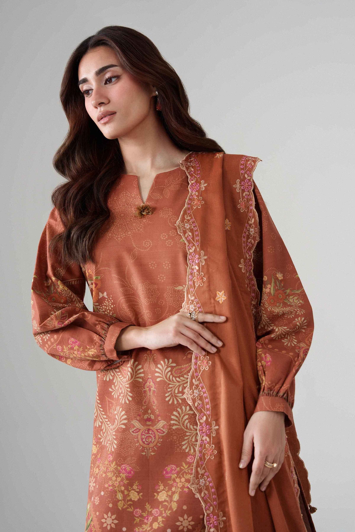 3 Piece - Digital Printed Embroidered Suit - U3PE-NISHA26WV1-153