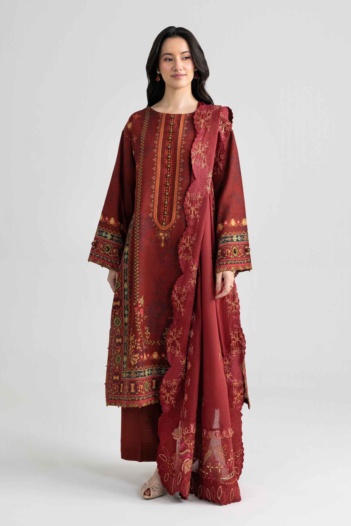 3 Piece - Digital Printed Embroidered Suit - U3PE-NISHA26WV1-154