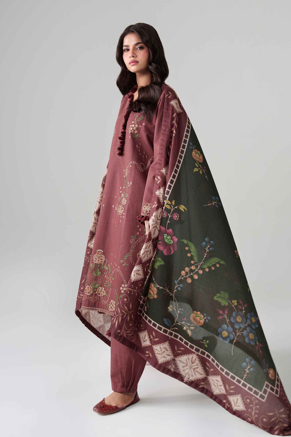 3 Piece - Digital Printed Embroidered Suit - U3PE-NISHA26WV1-157