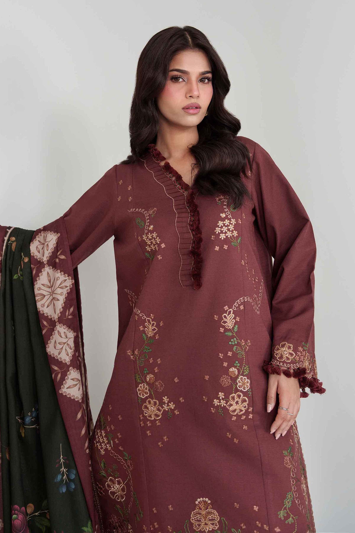 3 Piece - Digital Printed Embroidered Suit - U3PE-NISHA26WV1-157