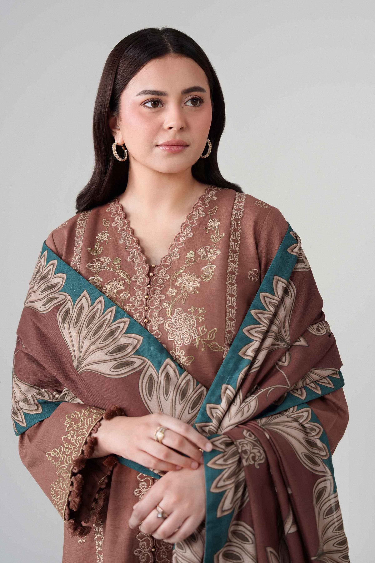 3 Piece - Digital Printed Embroidered Suit - U3PE-NISHA26WV1-159