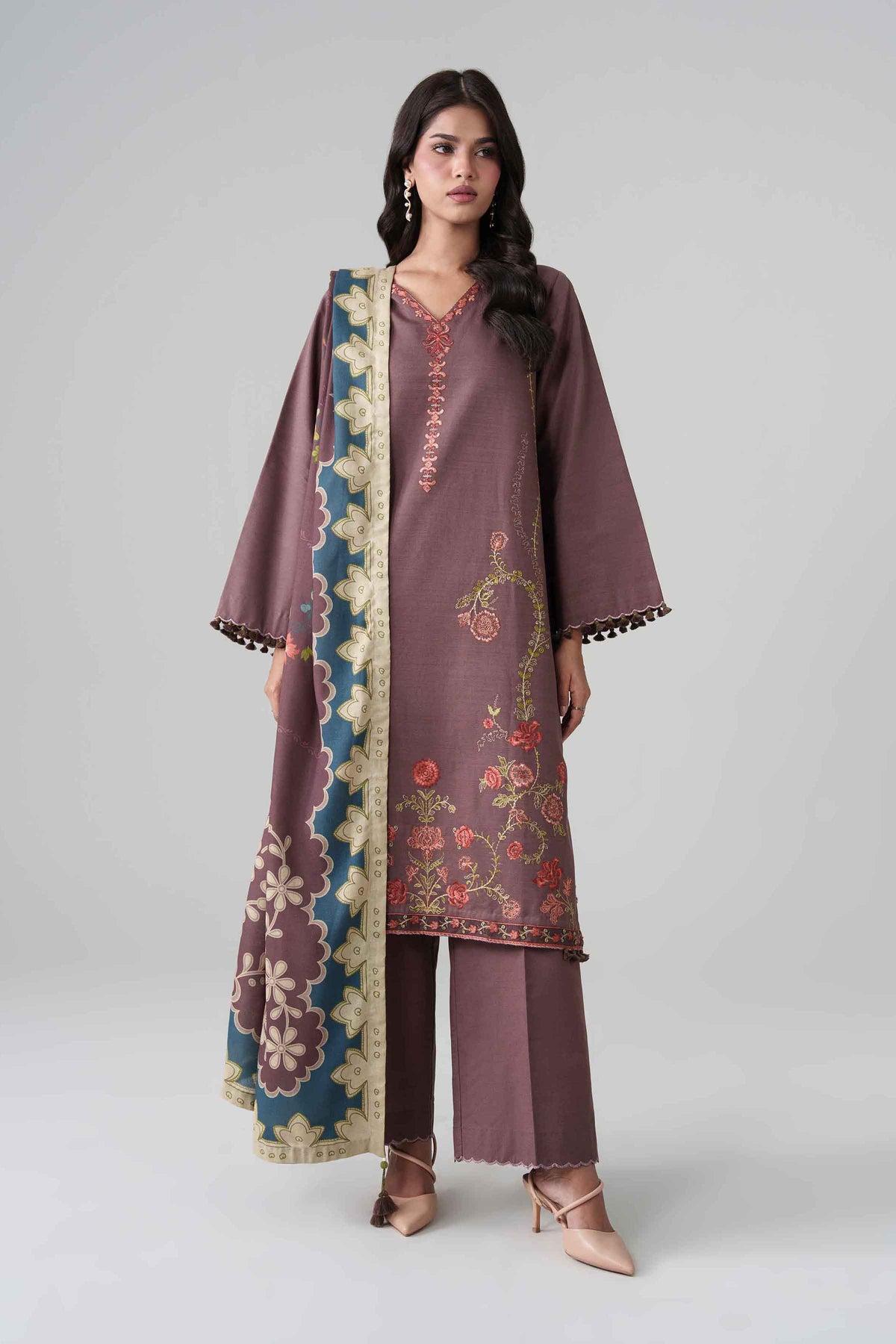 3 Piece - Digital Printed Embroidered Suit - U3PE-NISHA26WV1-160