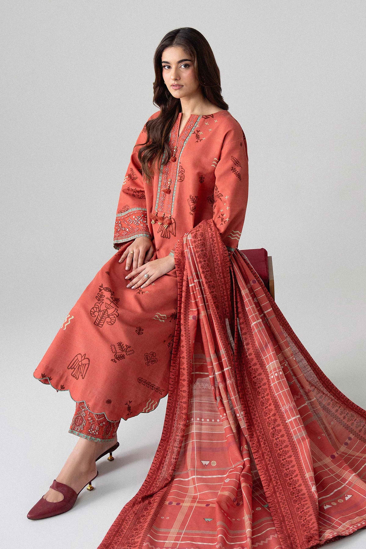 3 Piece - Printed Embroidered Suit - U3PE-NISHA26WV1-17 for Women - Unstitched Collection | Nishat | Shop Online