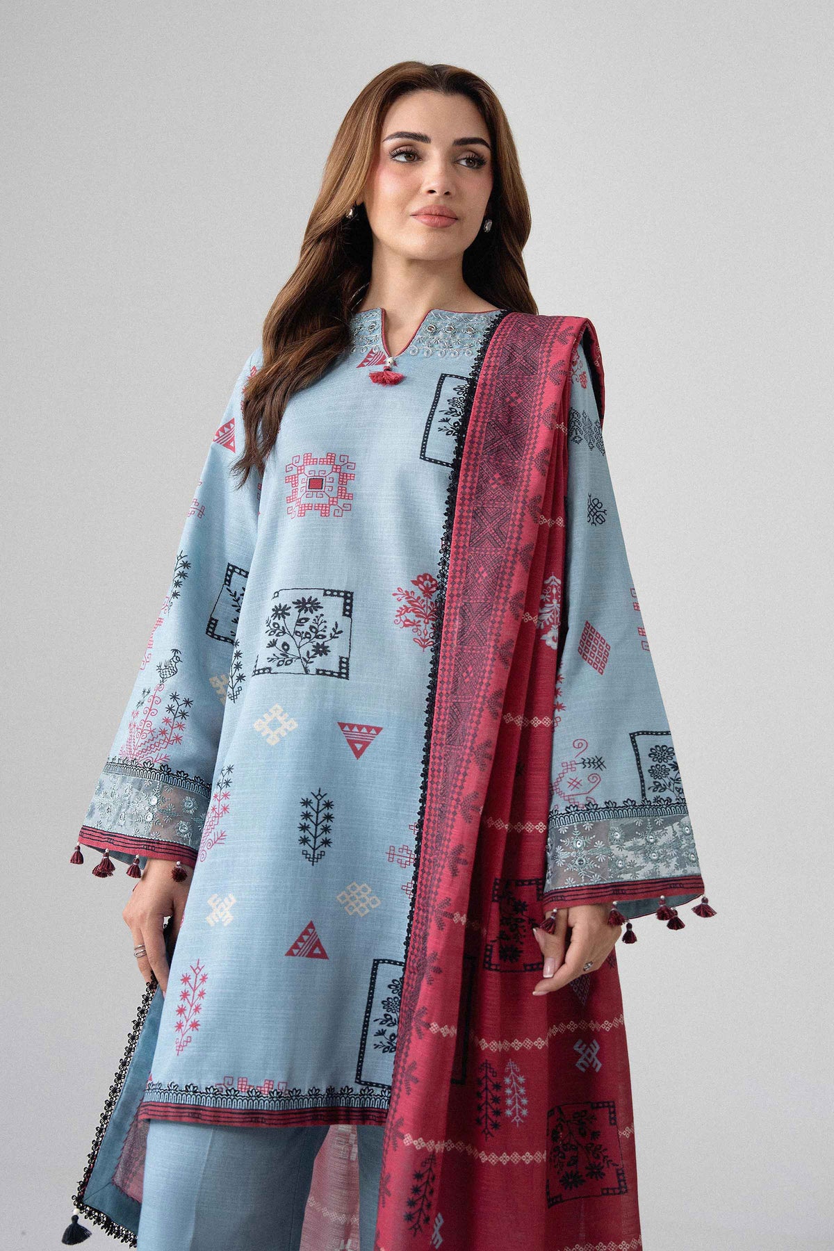 3 Piece - Printed Embroidered Suit - U3PE-NISHA26WV1-19 for Women - Unstitched Collection | Nishat | Shop Online