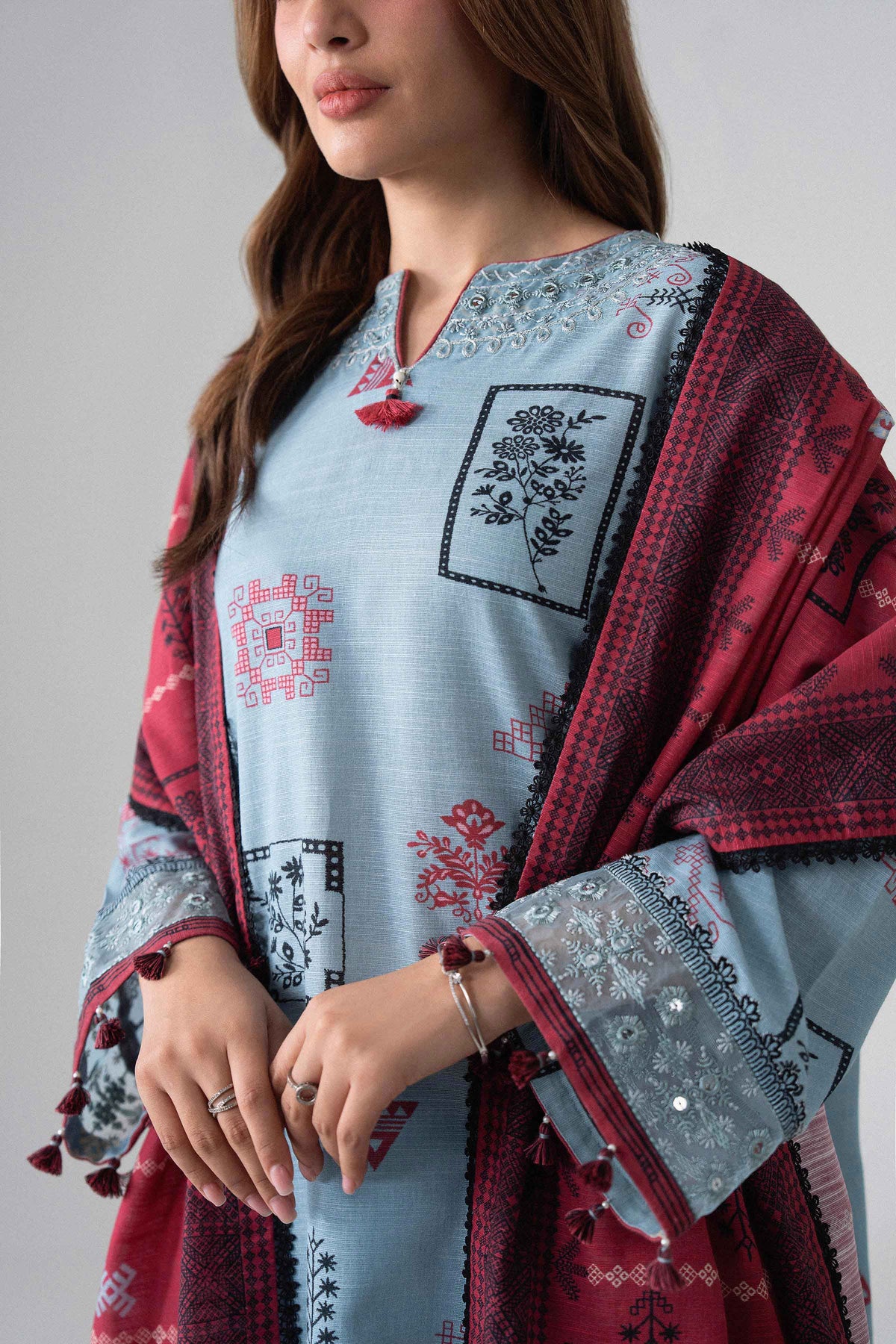 3 Piece - Printed Embroidered Suit - U3PE-NISHA26WV1-19 for Women - Unstitched Collection | Nishat | Shop Online