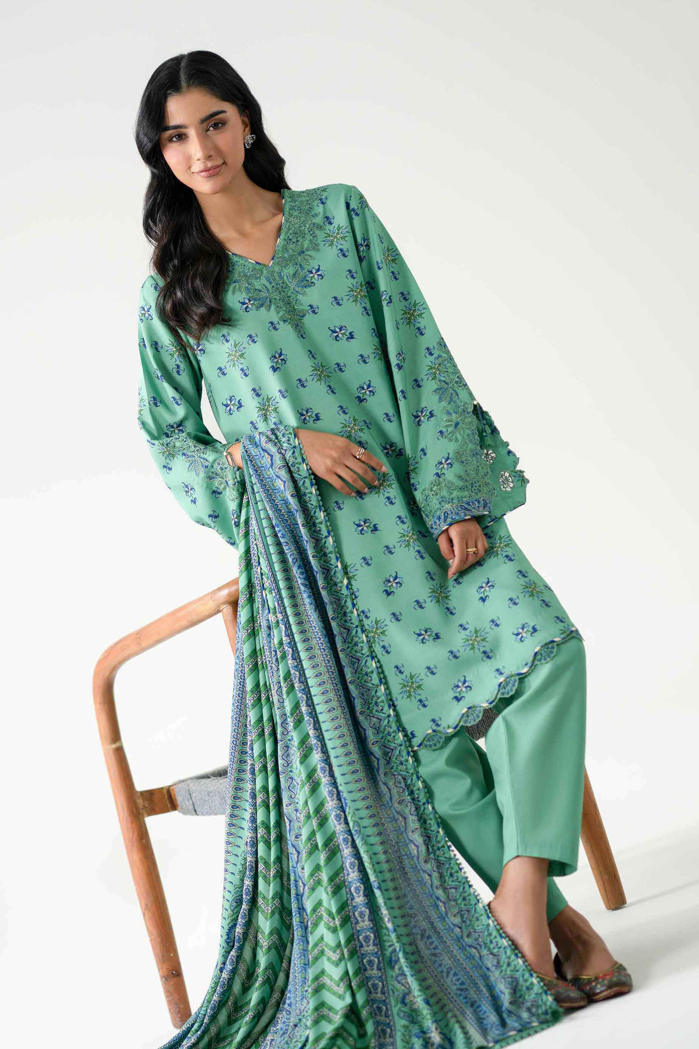 3 Piece - Printed Embroidered Suit - U3PE-NISHA26WV1-2 for Women - Unstitched Collection | Nishat | Shop Online