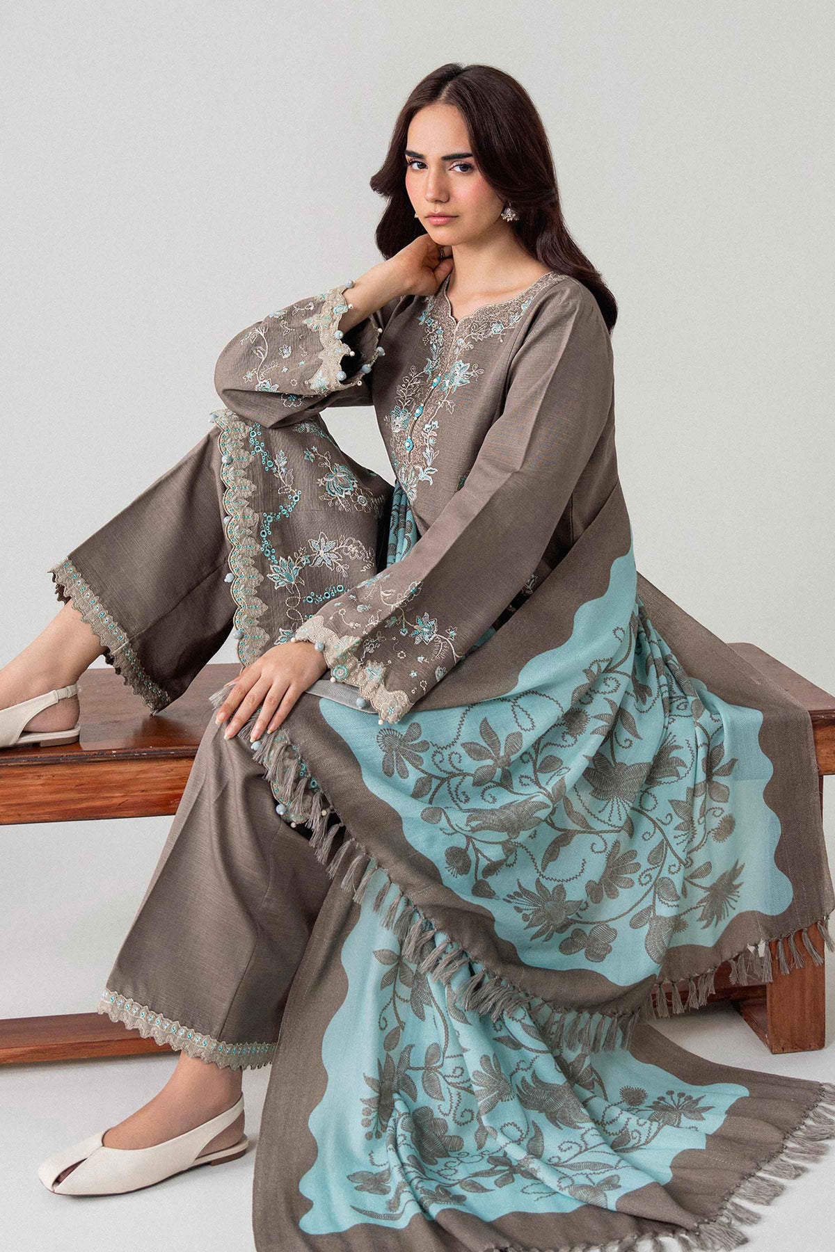 3 Piece - Printed Embroidered Suit - U3PE-NISHA26WV1-210