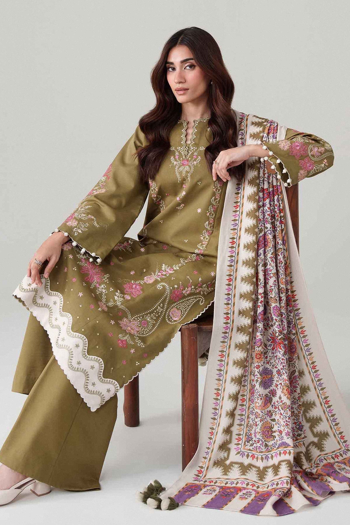 3 Piece - Printed Embroidered Suit - U3PE-NISHA26WV1-212