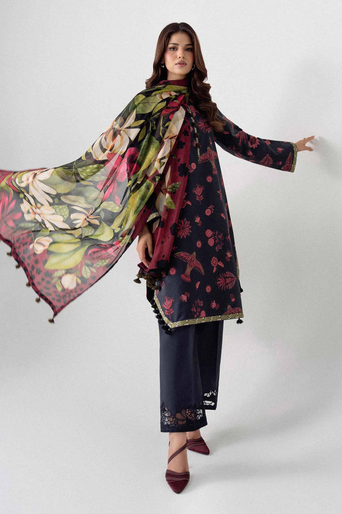 3 Piece - Digital Printed Embroidered Suit - U3PE-NISHA26WV1-66 for Women - Unstitched Collection | Nishat | Shop Online