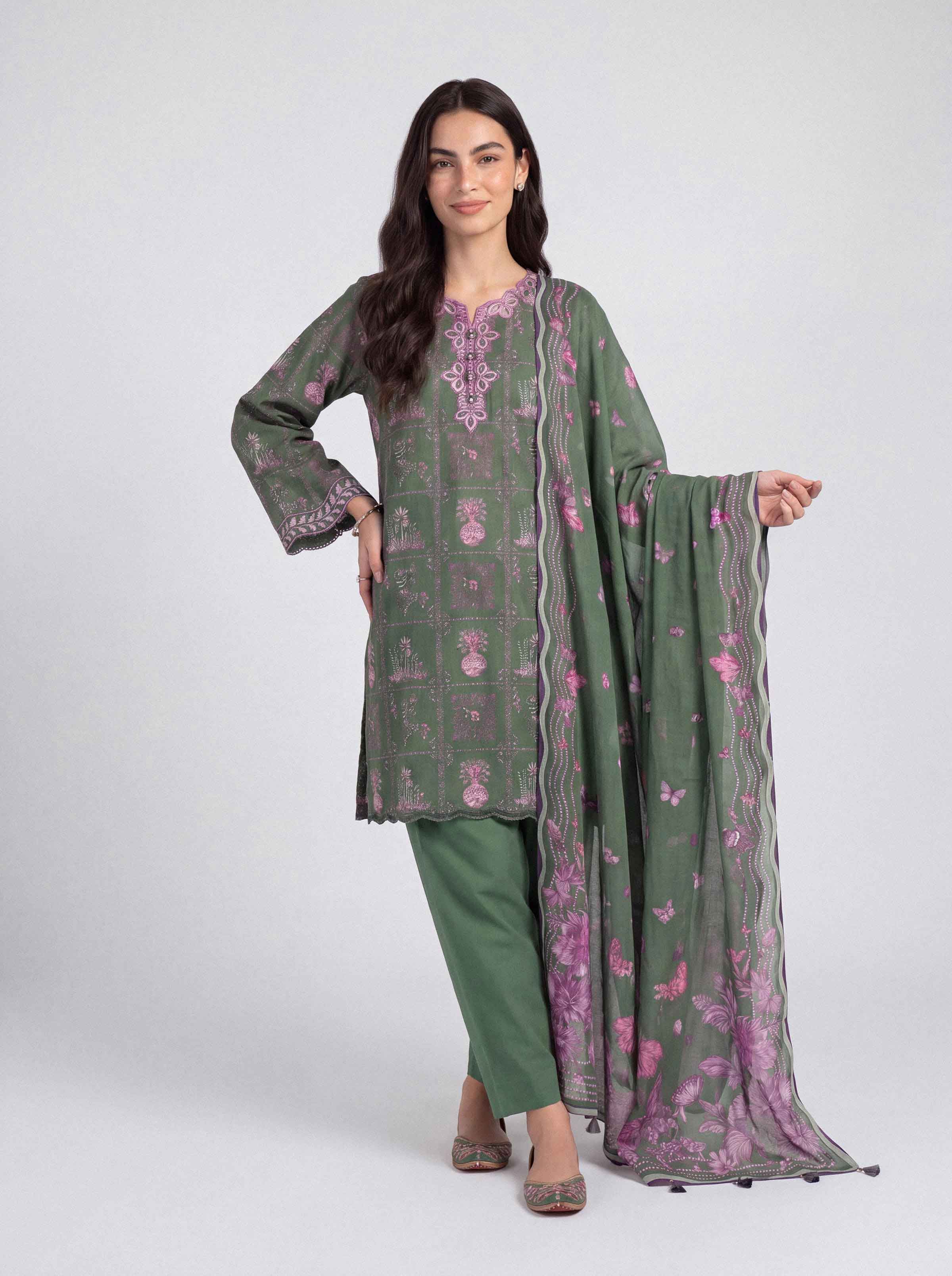 3 Piece - Digital Printed Embroidered Suit - U3PE-NISHA26WV1-68 for Women - Unstitched Collection | Nishat | Shop Online