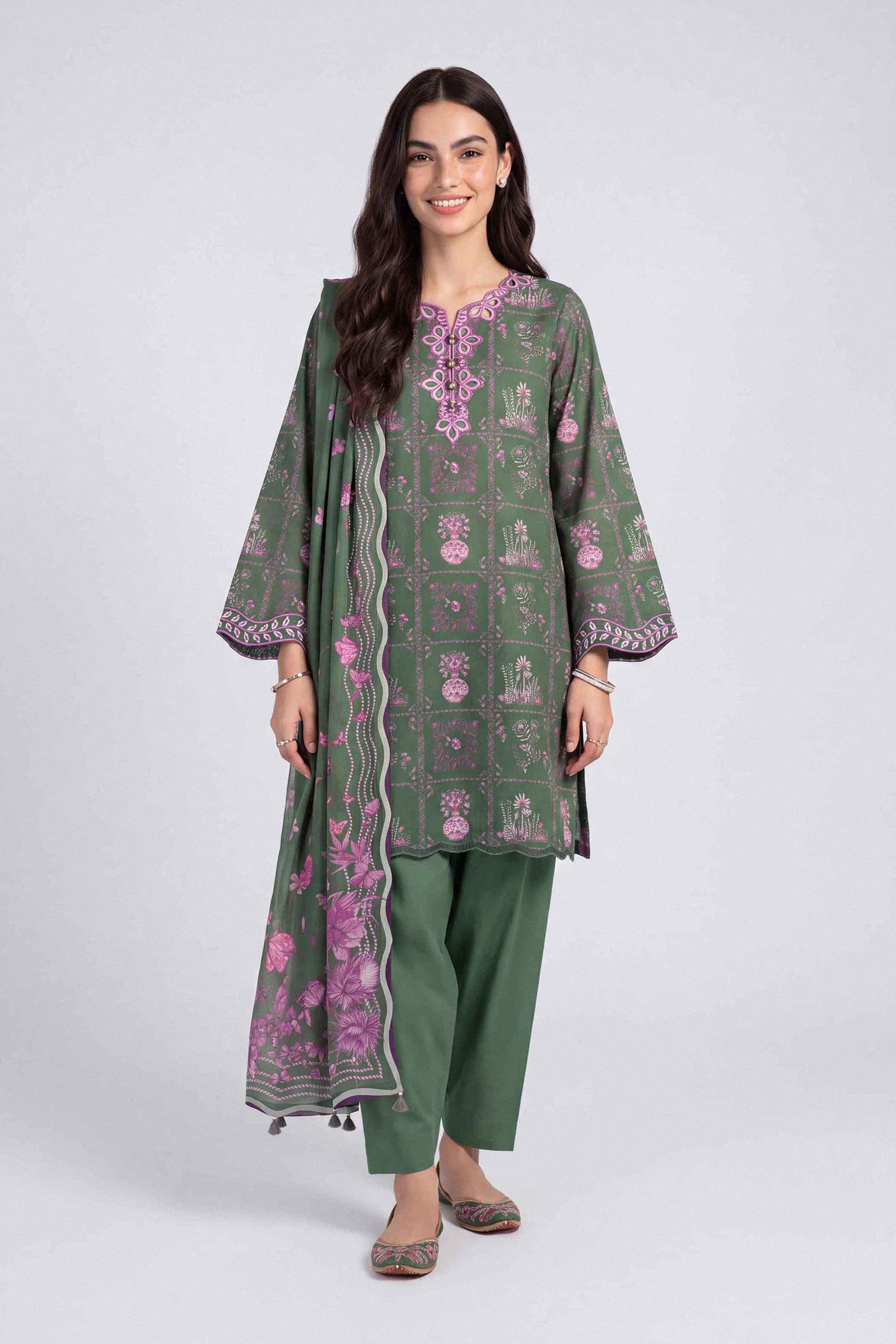 3 Piece - Digital Printed Embroidered Suit - U3PE-NISHA26WV1-68 for Women - Unstitched Collection | Nishat | Shop Online