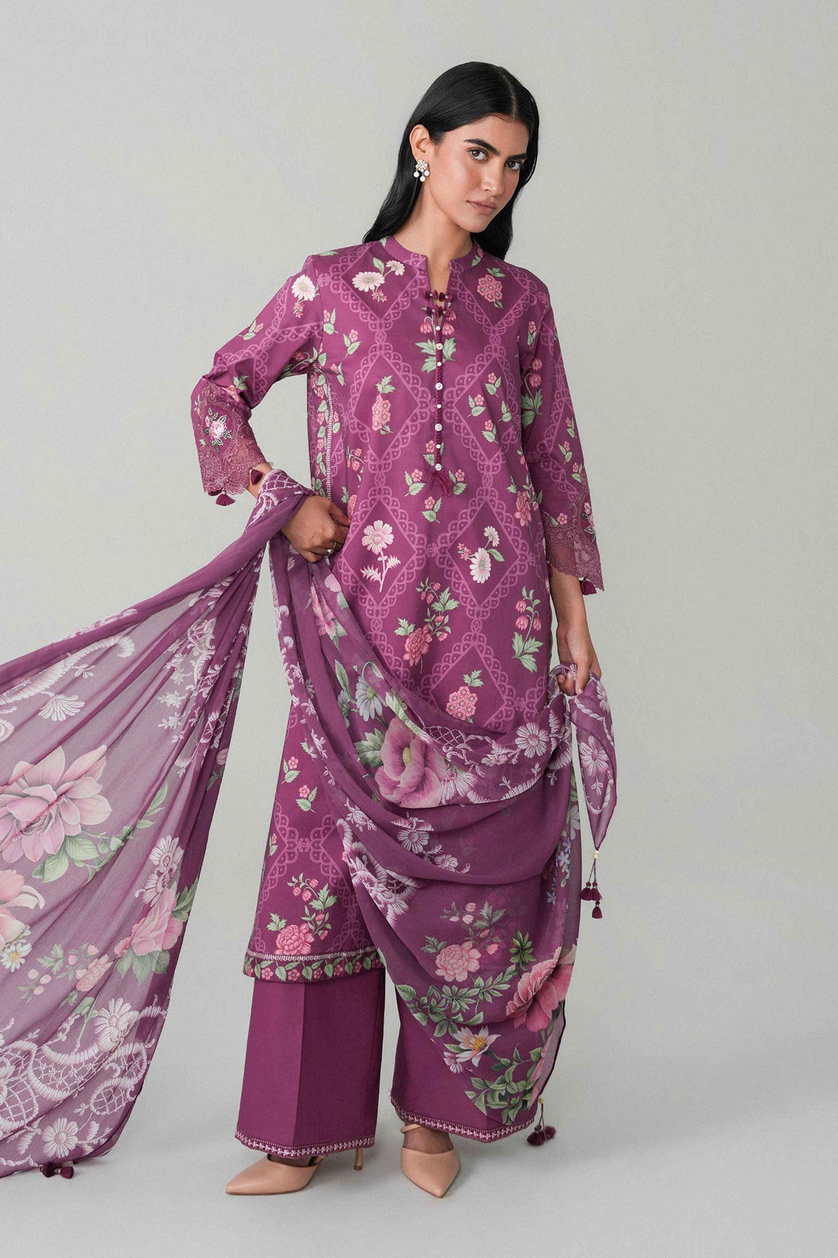 3 Piece - Digital Printed Embroidered Suit - U3PE-NISHA26WV1-75 for Women - Unstitched Collection | Nishat | Shop Online