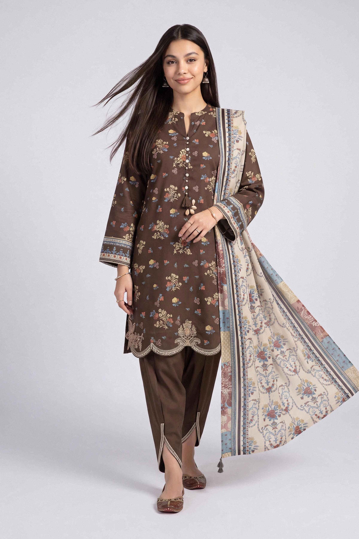 3 Piece - Printed Embroidered Suit - U3PE-NISHA26WV1-77
