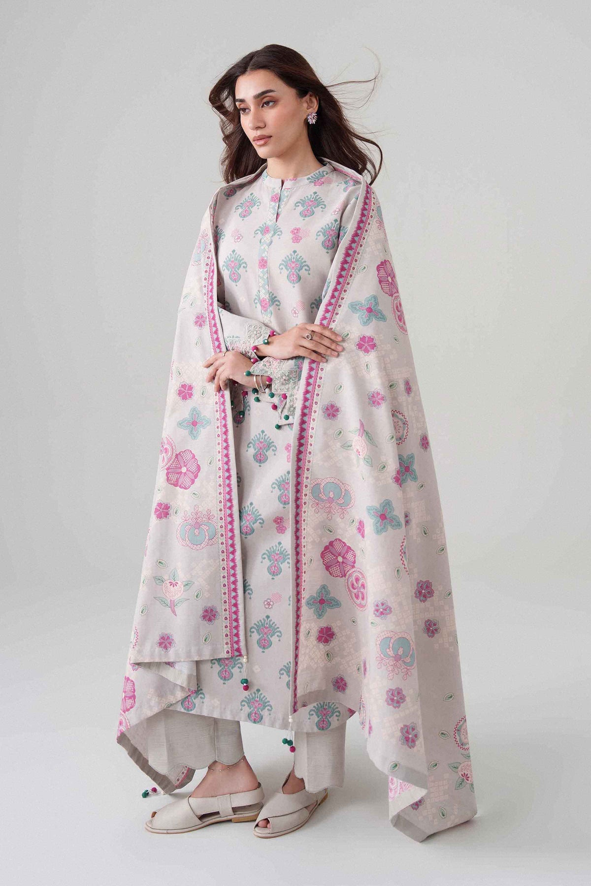 3 Piece - Printed Embroidered Suit - U3PE-NISHA26WV1-86