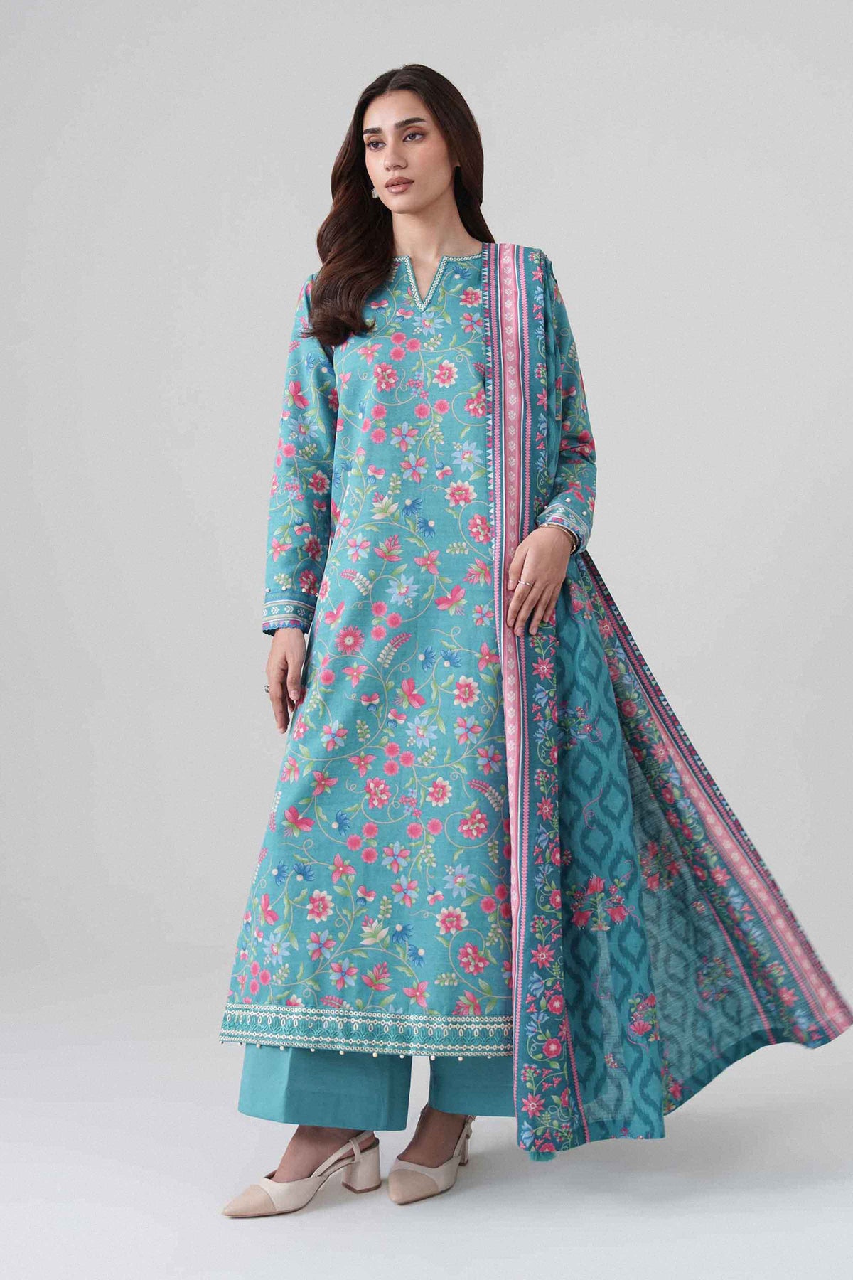 3 Piece - Printed Embroidered Suit - U3PE-NISHA26WV1-89