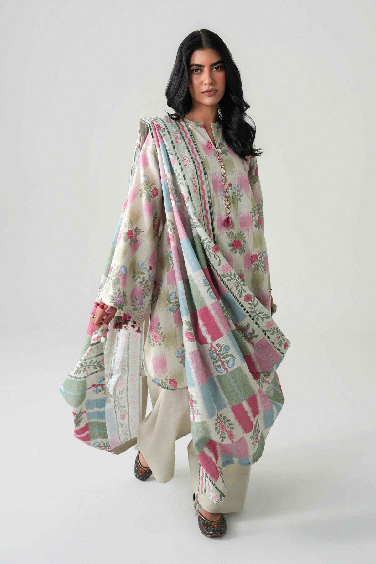 3 Piece - Printed Embroidered Suit - U3PE-NISHA26WV1-90