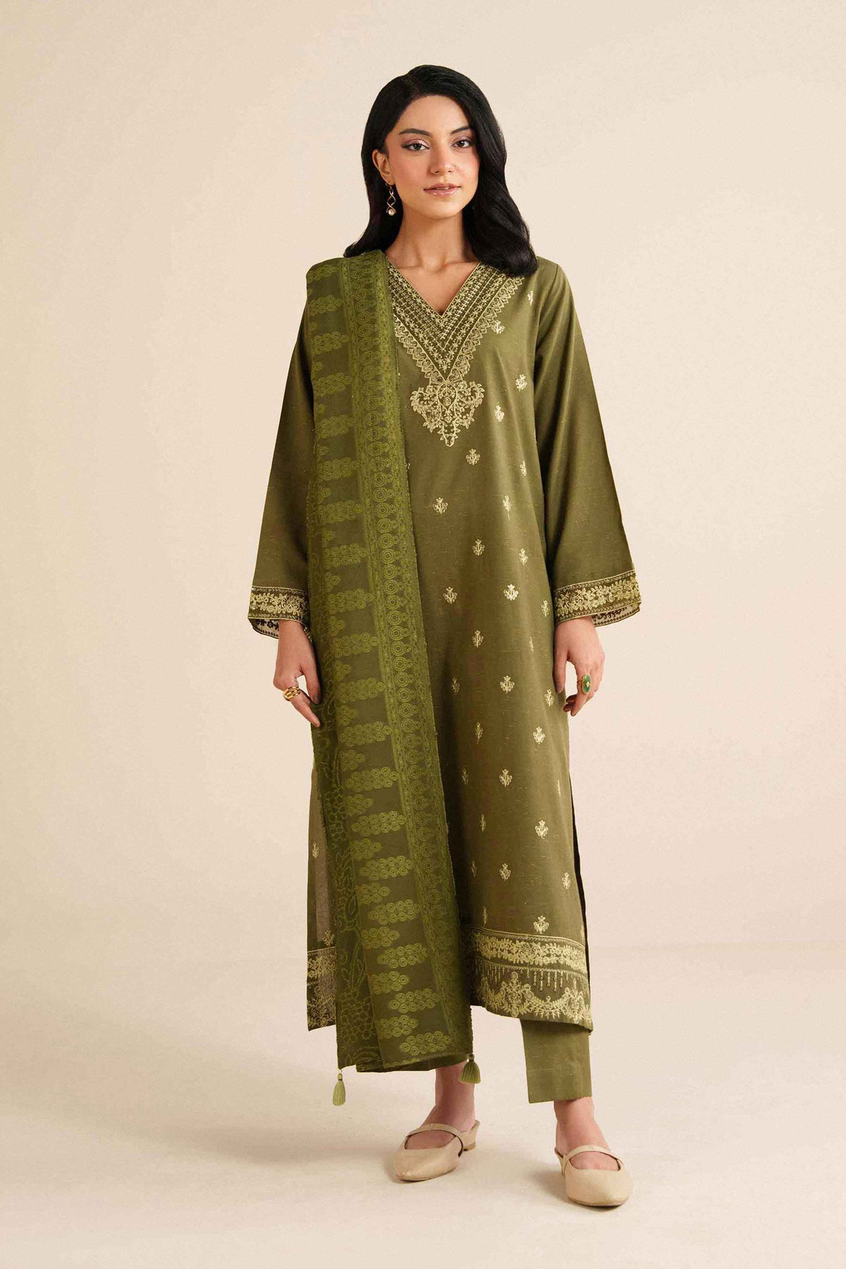 3 Piece - Embroidered Suit - PW25-460 for Women - Pret Collection | Nishat | Shop Online 